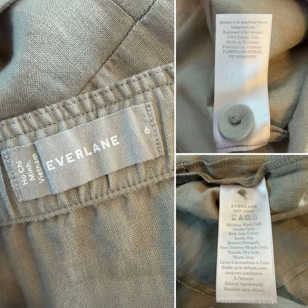 Everlane The Linen Jumpsuit in Seagrass Size 6
